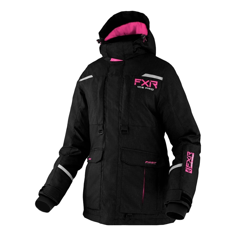 FXR Excursion Ice Pro Jacket Black linen/Electric Pink Size 6 NWT